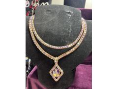 Crystal Oval Drop Necklace